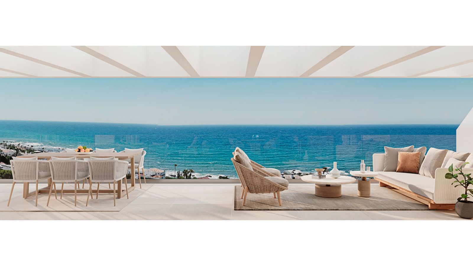 Terrasse de luxe avec vue sur l'océan, collection de meubles Arosa